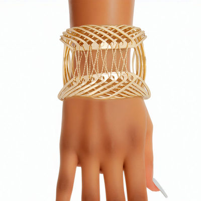 Bracelet Gold Woven Wire Metal Cuff for Women
