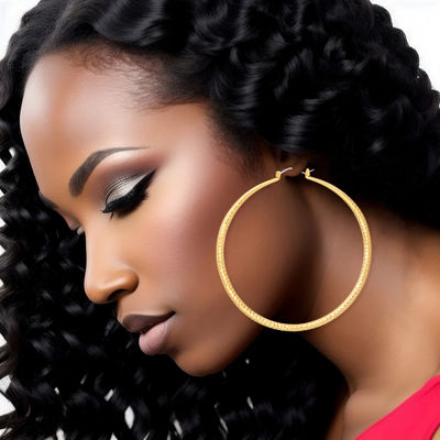 Hoops Medium Gold Diamond Cut Earrings for Women