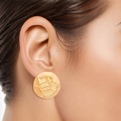 Clip Ons Gold Organic Geo Domed Earrings for Women