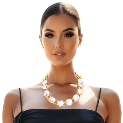 Crystal Necklace Round AURBO Link Set for Women