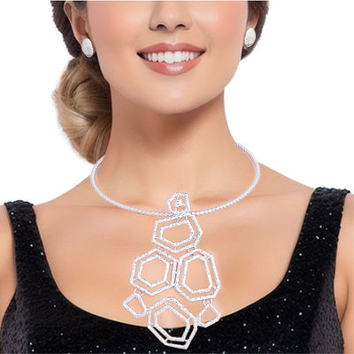 Pendant Necklace Silver Geometric Set for Women