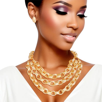 Necklace Gold Double Link Layered Set for Women