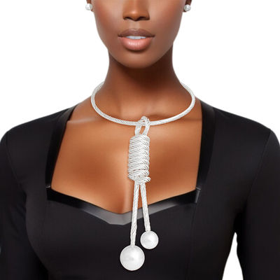 Pendant Necklace Silver Twisted Rope Set for Women