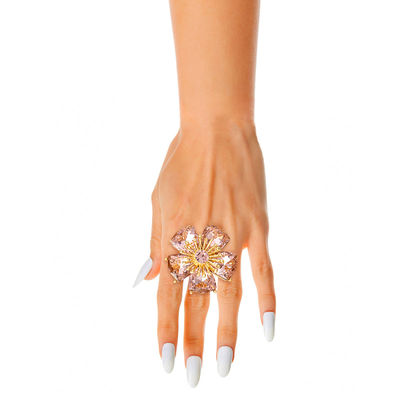 Pink Crystal Daisy Ring-thumnail