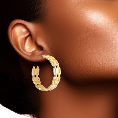 Hoop 14K Gold Small Chain Link Earrings for Women