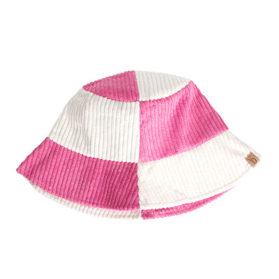 Bucket Hat Corduroy Pink and Cream Hat for Women