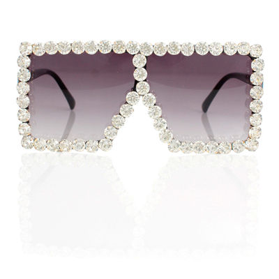 Sunglasses Clear Crystal Rhinestone Square Glasses for Women