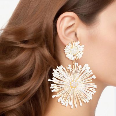 Dangle Ivory Wildflower Large Earrings for Women