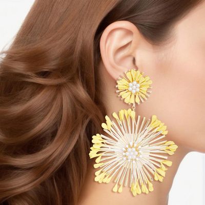 Dangle Yellow Wildflower Large Earrings for Women