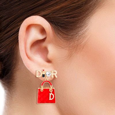 Red Dangle Handbag Earrings