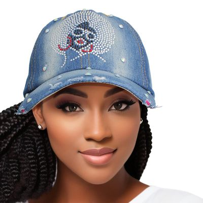 Hat Denim Afro Bling Baseball Cap for Women