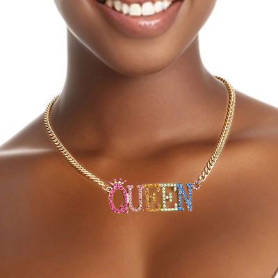 Necklace Multicolor Iced Queen Chain for Women