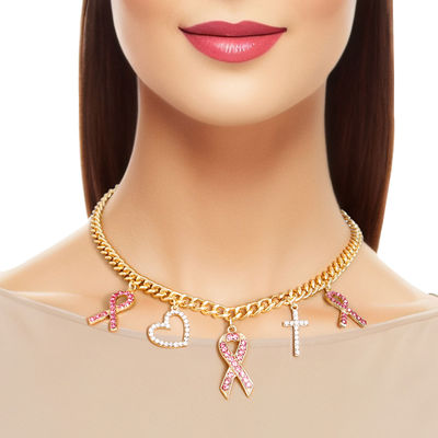Gold Breast Cancer Charm Chain