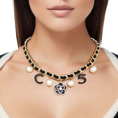 Necklace Gold Luxe Black Charm Chain for Women