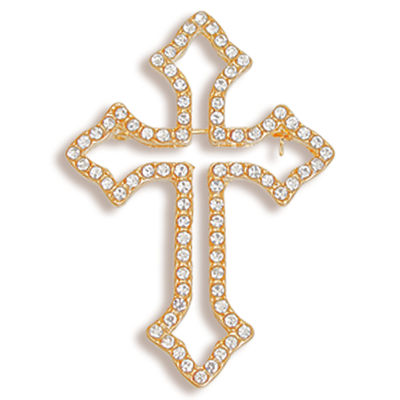 Brooch Bling Latin Cross Pin for Women