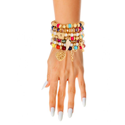 Multi-color Pearl Love 7 Pcs Bracelets