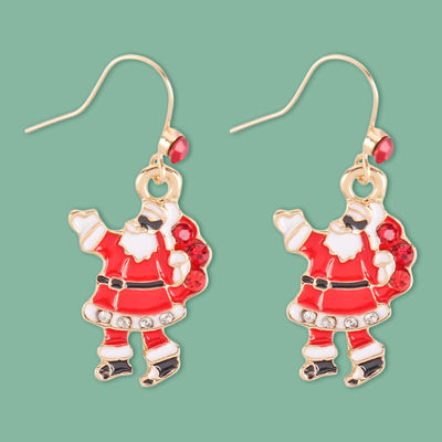 Red Santa Claus Fish Hooks christmas earrings