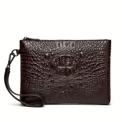 Clutch Brown Croc Wristlet Bag for Women