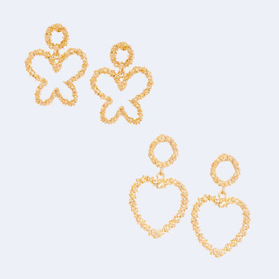 Dozen Heart Butterfly Gold Earrings