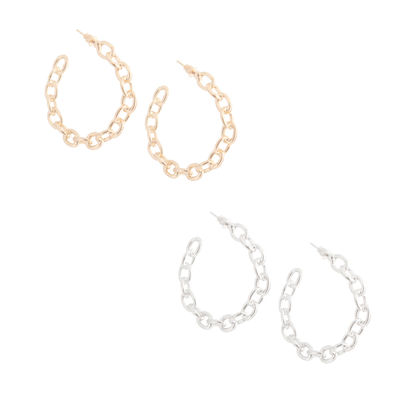 Hypoallergic Cable Chain Hoops-thumnail