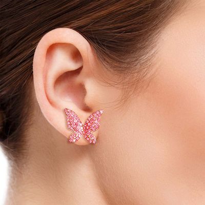 Dozen Bling Butterfly Studs