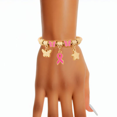 Dozen Pack Pink Ribbon Jump Coil Bracelets Women