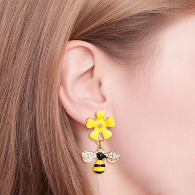 Dozen Pack Flower and Bee Drop Earrings for Women