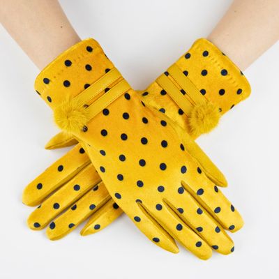 Gloves Mustard Polka Dot Winter Gloves for Women