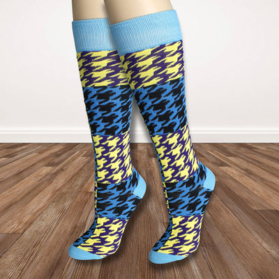 Socks Knee High Aqua Checkered for Women