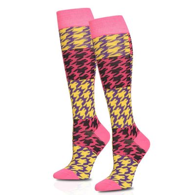 Socks Knee High Fuchsia Checkered for Women