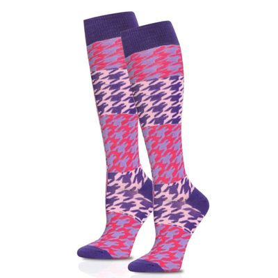 Socks Knee High Purple Checkered for Women