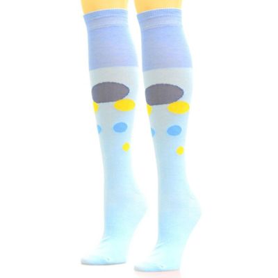 Socks Knee High Blue Retro Bubble for Women
