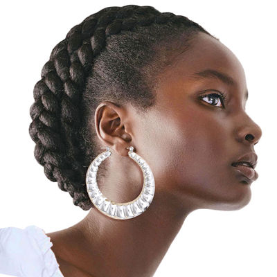 Silver Ribbed Hollow Hoops-thumnail