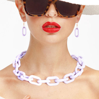 Lavender Rubber Coated Chain Necklace-thumnail
