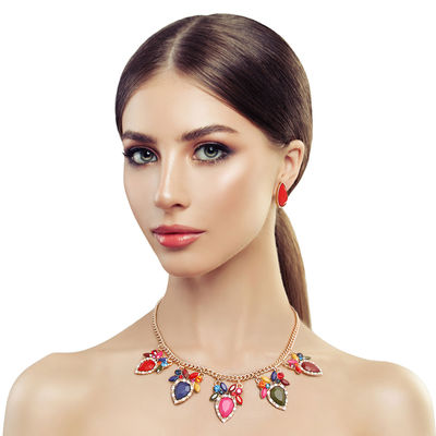 Multicolored Stone Necklace Set-thumnail
