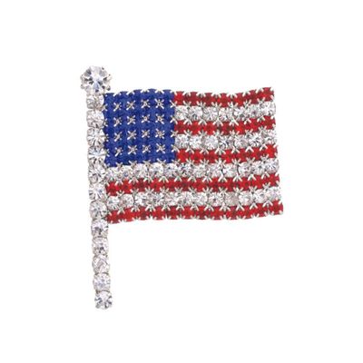 Rhinestone Wavy American Flag Brooch-thumnail