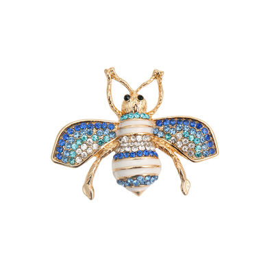 Blue Rhinestone Bee Brooch-1