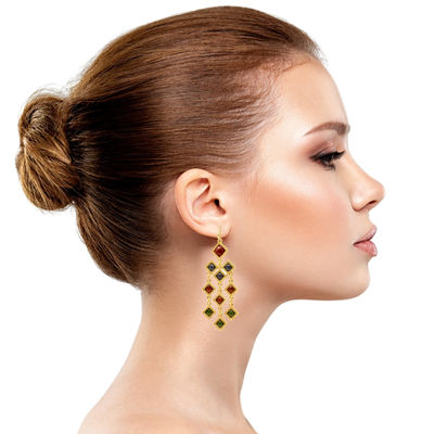 Gold Diamond Resin Earrings-thumnail