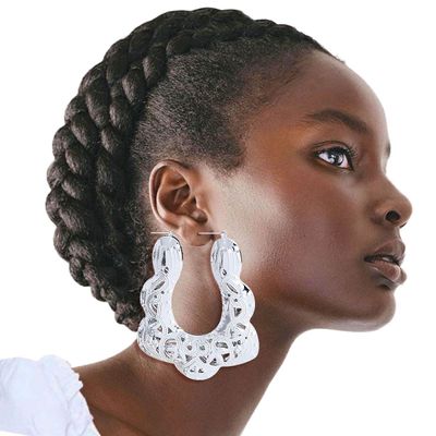 Trapezoid Silver Filigree Hoops-thumnail