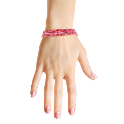 5 Strand Pink and Silver Bracelets-thumnail