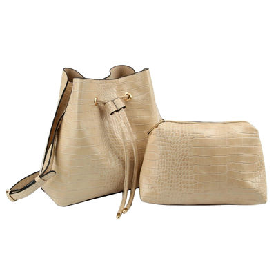 Light Brown Crocodile Cinch Sack Bag Set-thumnail