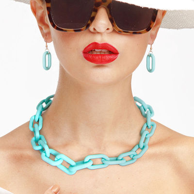 Mint Rubber Coated Chain Necklace-thumnail