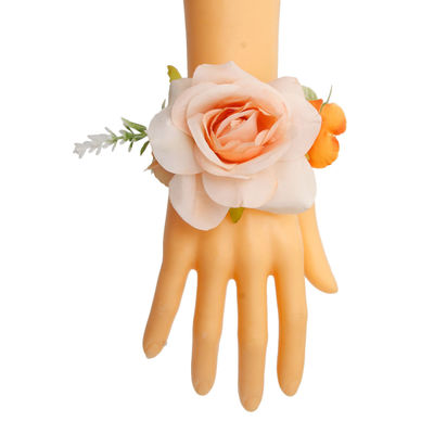Orange Fabric Flower Bracelet-thumnail