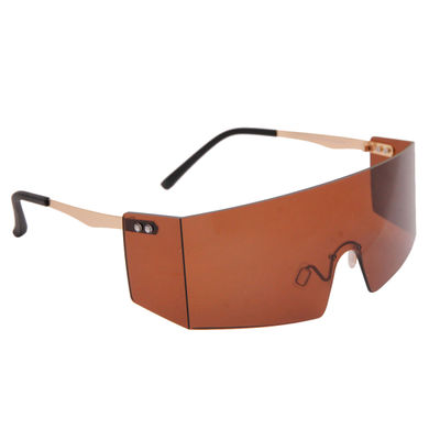 Brown Rimless Square Visor Sunglasses-thumnail