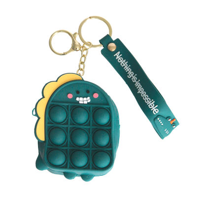 Teal Dino Bubble Pop Keychain-thumnail