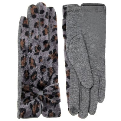 Gray Leopard Ribbon Smart Gloves-thumnail