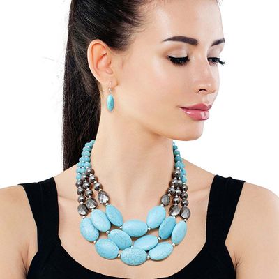 Cracked Turquoise Navajo Pearl Necklace-thumnail