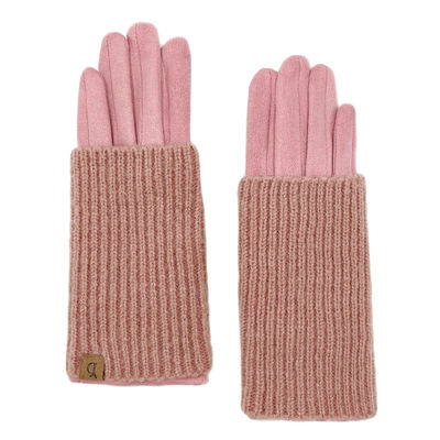 Dusty Pink Layered Suede Smart Gloves-thumnail