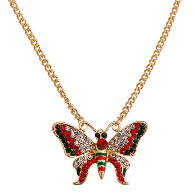 Red and Green Butterfly Necklace-thumnail