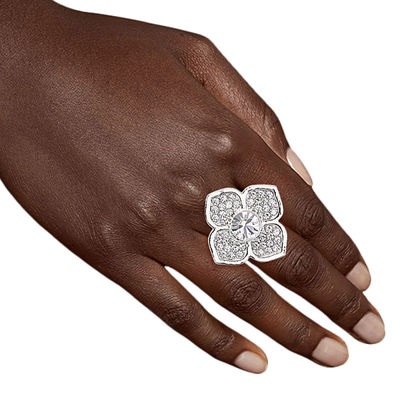 Silver Luxury French Designer Flower Ring-thumnail